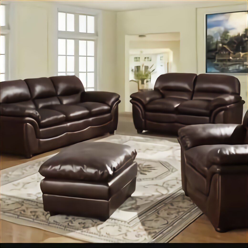 Brown Leather 3 Piece Suite for sale in UK | 77 used Brown Leather 3 ...