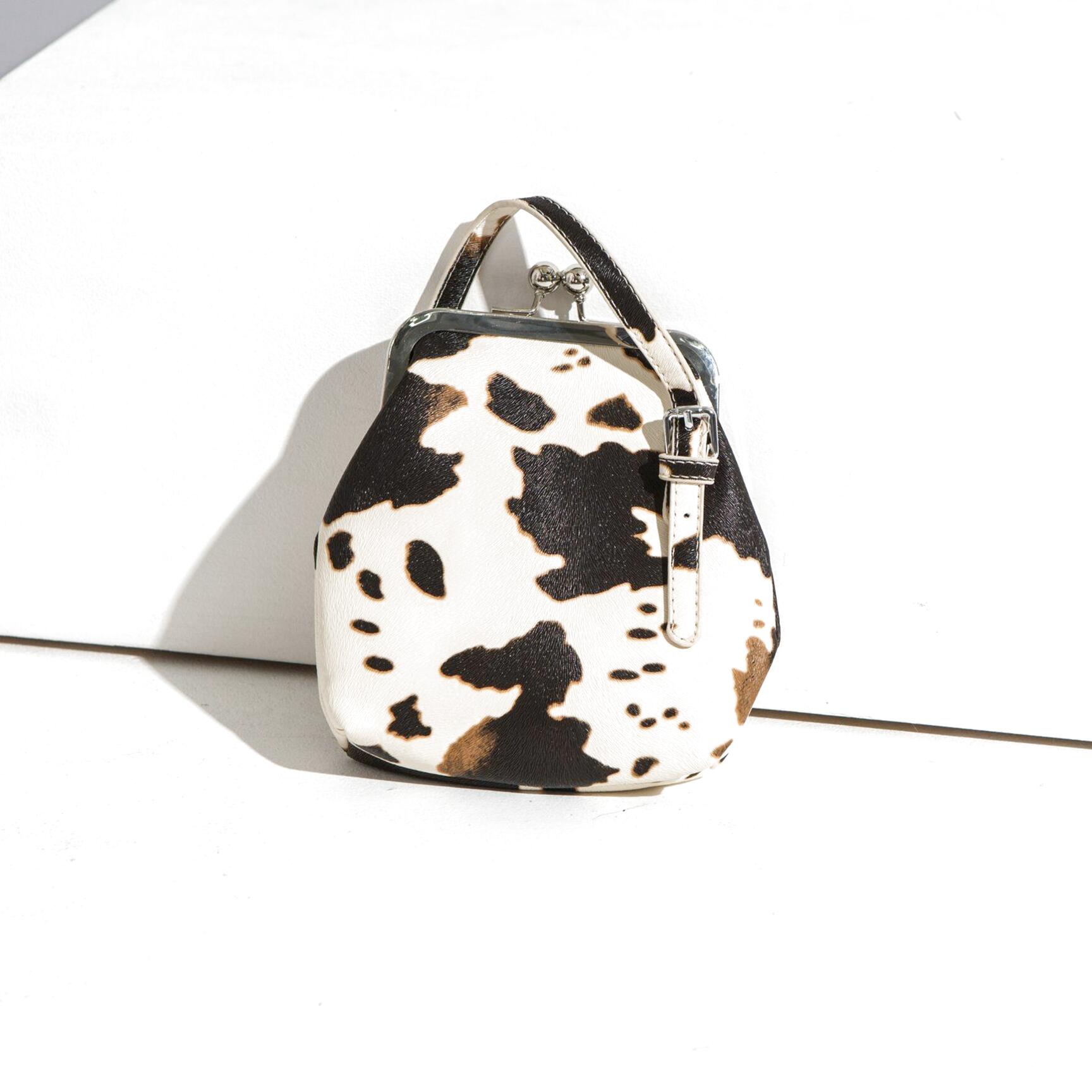 cow print mini purse