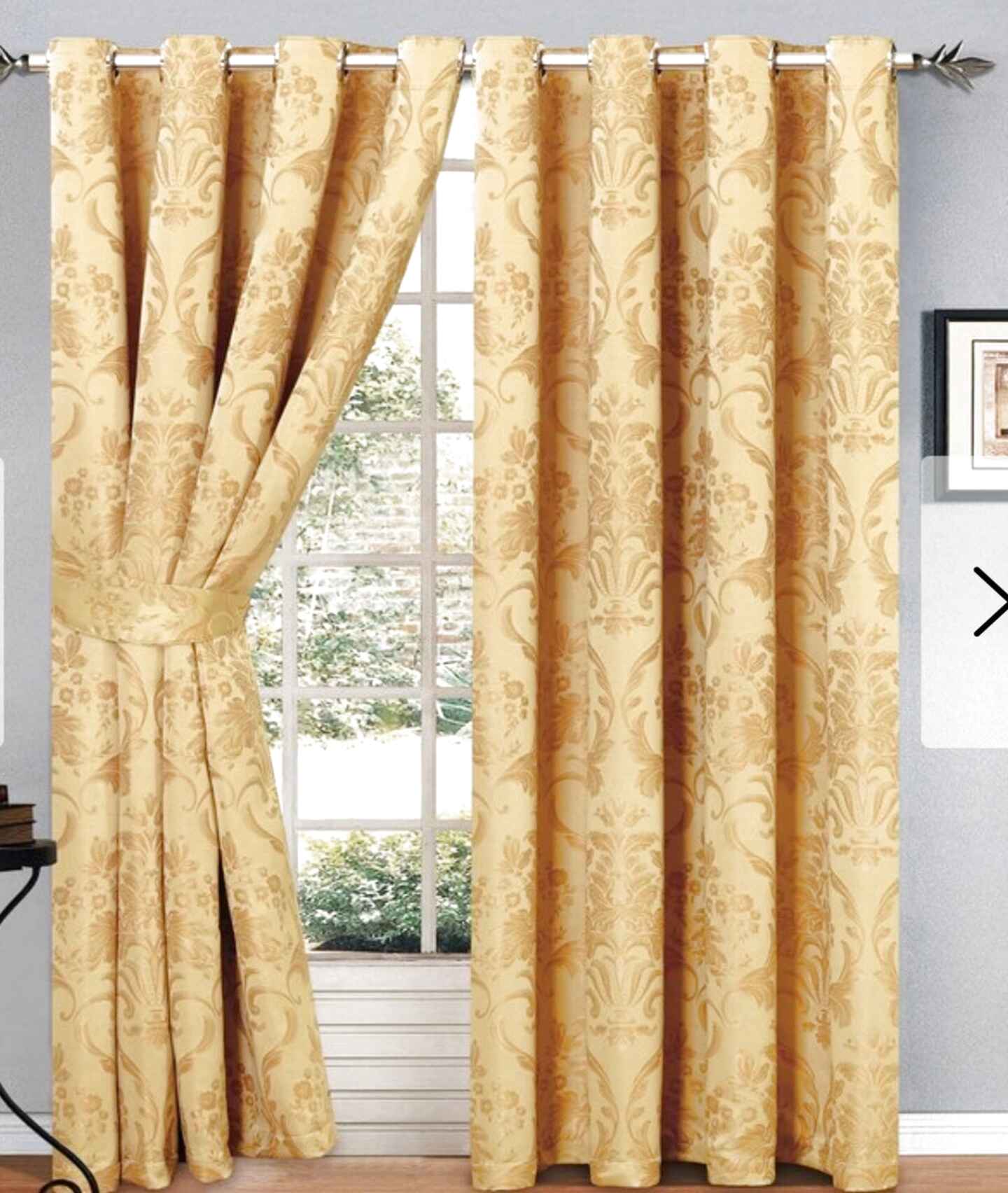 Gold Damask Curtains for sale in UK | 65 used Gold Damask Curtains