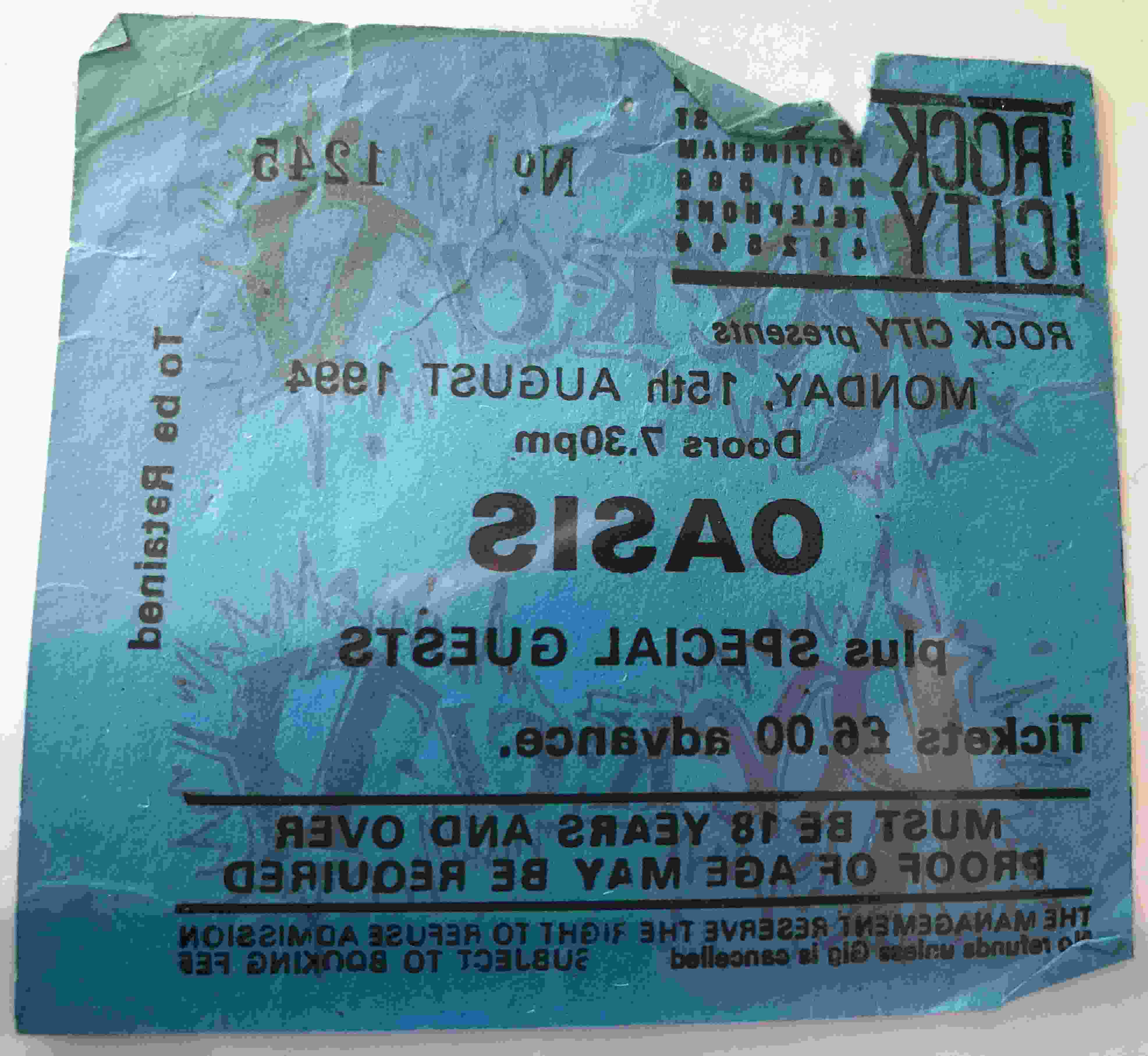 Oasis Ticket for sale in UK 58 used Oasis Tickets