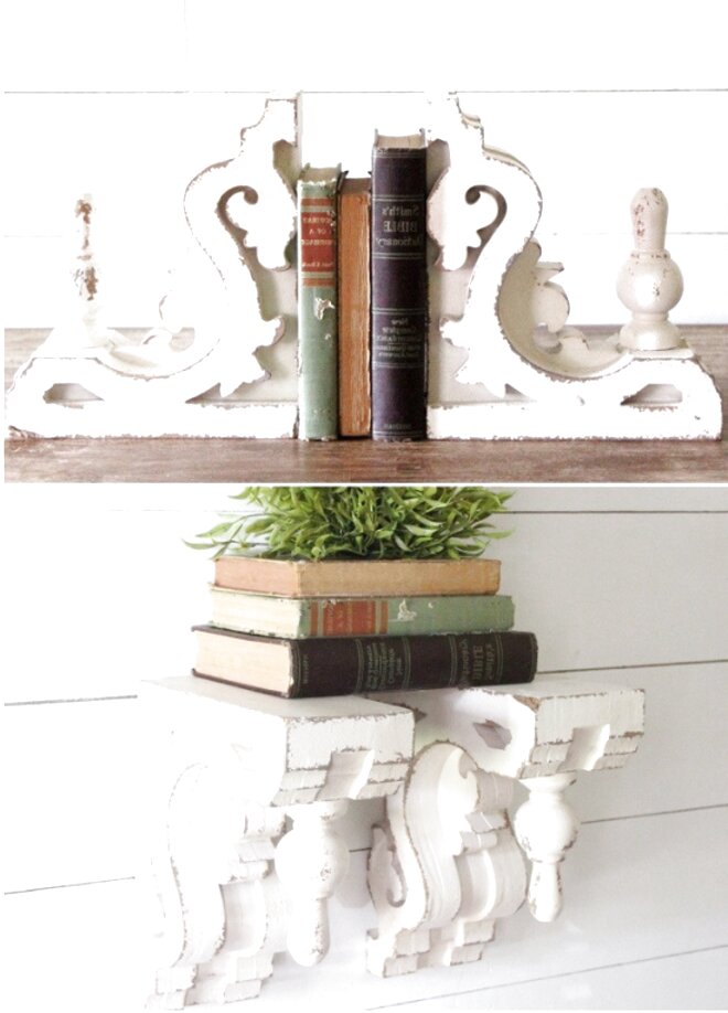 Mygift Shabby Chic Vintage White Blue Wood Alphabet Bookends