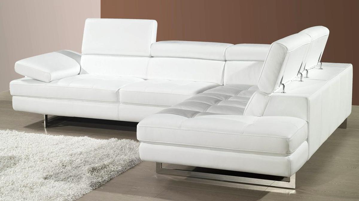 used high back leather white sofa
