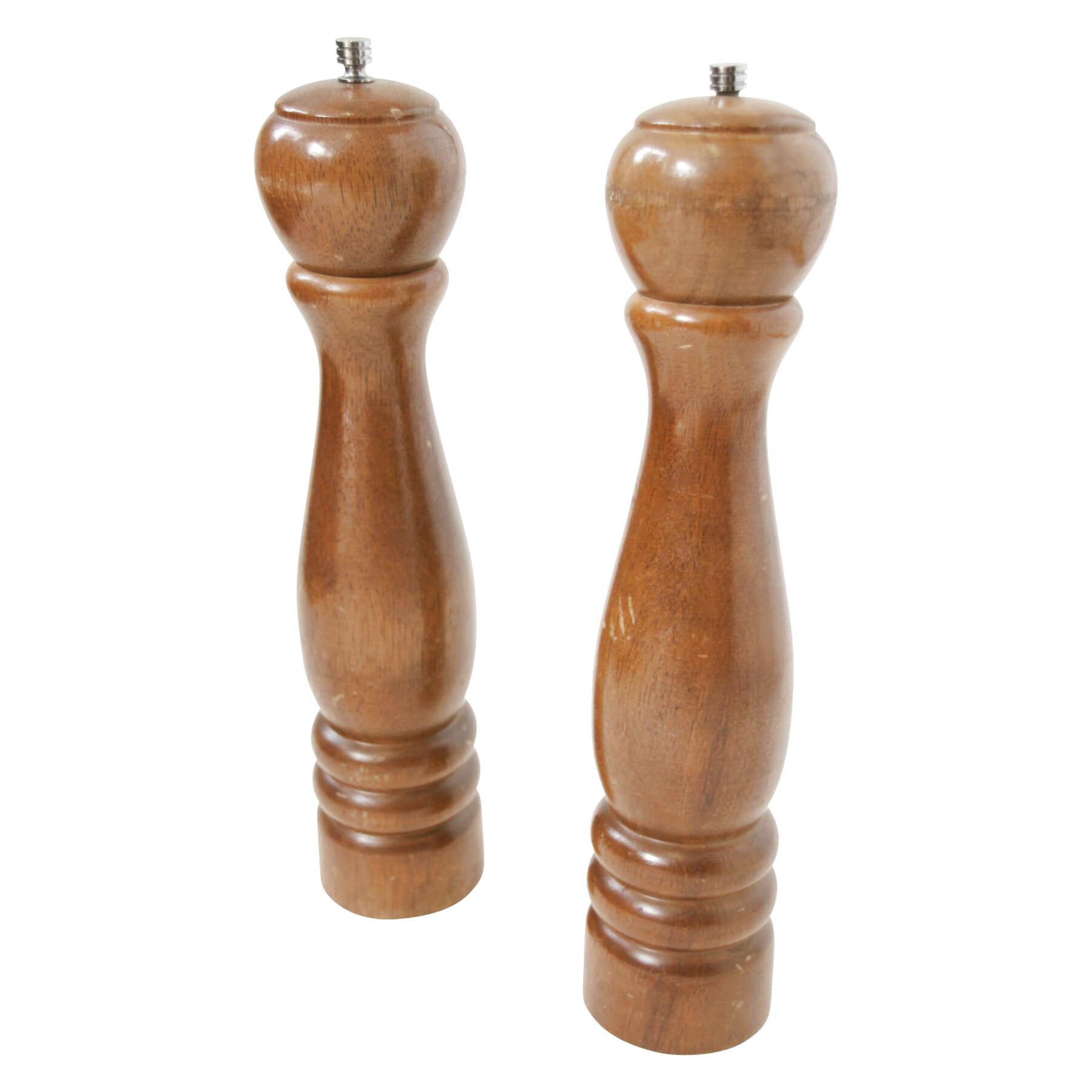 tall wooden salt and pepper grinders
