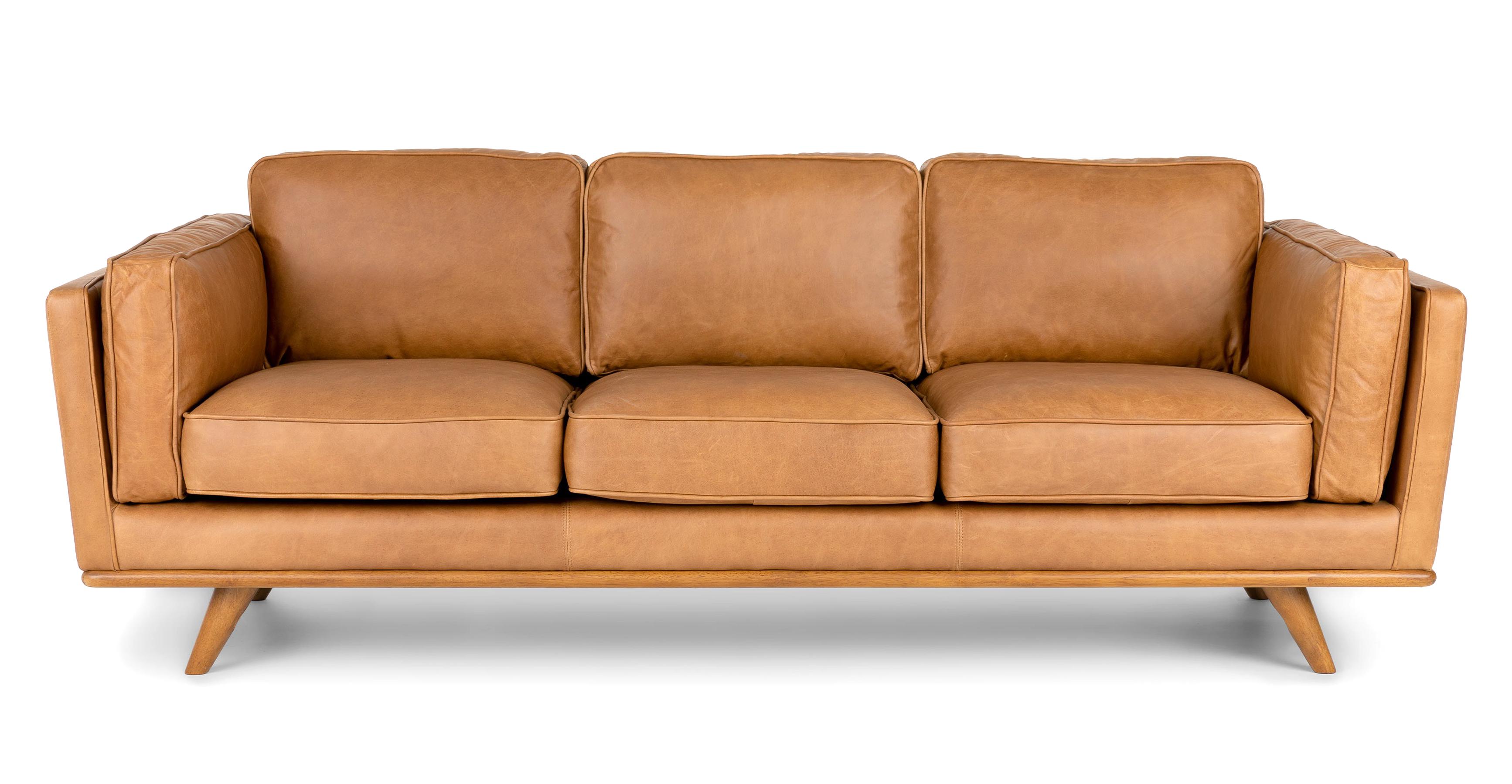 tan leather apartment sofa